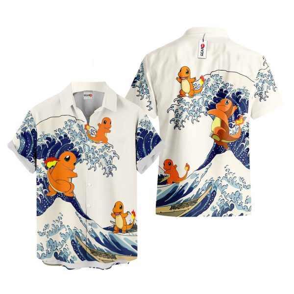 Pokemon Charmander Kanagawa Great Wave Hawaiian Shirt, Summer Shirt For Men and Women Jezsport.com