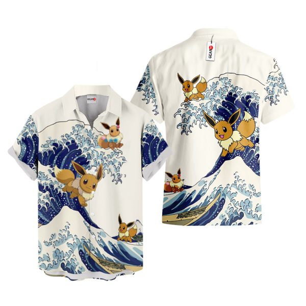 Pokemon Eevee Kanagawa Great Wave Hawaiian Shirt, Summer Shirt For Men and Women Jezsport.com