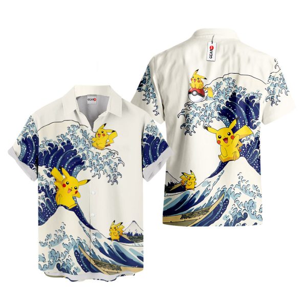 Pokemon Pikachu Kanagawa Great Wave Hawaiian Shirt, Summer Shirt For Men and Women Jezsport.com