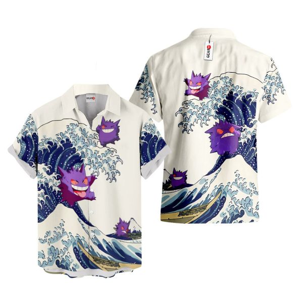 Pokemon Gengar Kanagawa Great Wave Hawaiian Shirt, Summer Shirt For Men and Women Jezsport.com