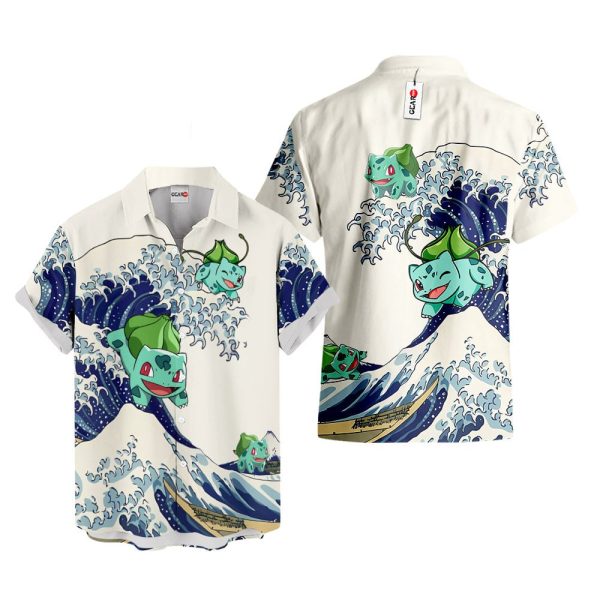 Pokemon Bulbasaur Kanagawa Great Wave Hawaiian Shirt, Summer Shirt For Men and Women Jezsport.com