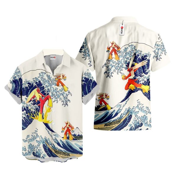 Pokemon Blaziken Kanagawa Great Wave Hawaiian Shirt, Summer Shirt For Men and Women Jezsport.com