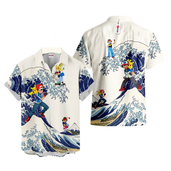 Pokemon Ash Ketchum Satoshi Kanagawa Great Wave Hawaiian Shirt, Summer Shirt For Men and Women Jezsport.com