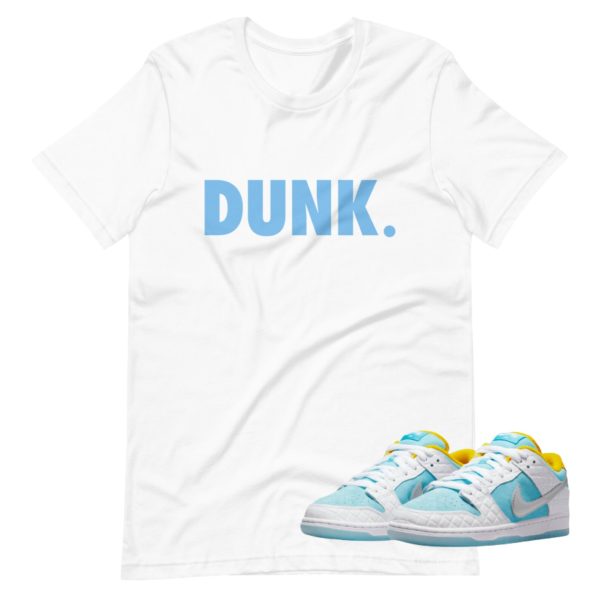 SB Dunk Low Pro FTC Lagoon Pulse Shoe Release Matching T-shirt Blue Letters Jezsport.com