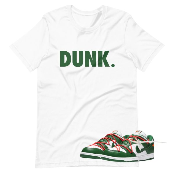 Dunk Low Off-White Pine Green Shoe Release Matching T-shirt Green Letters Jezsport.com