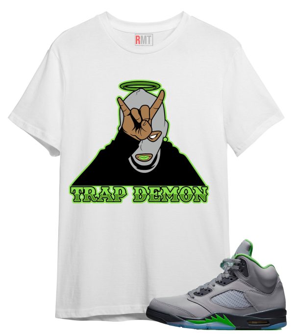 Air Jordan 5 Green Bean Shirt | Trap Demon Tee Matching Retro 5 Green Bean Jezsport.com