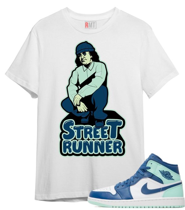 Jordan 1 Mid Mystic Navy Mint Foam Shirt | Street Runner Tee Match Mint Foam Jezsport.com