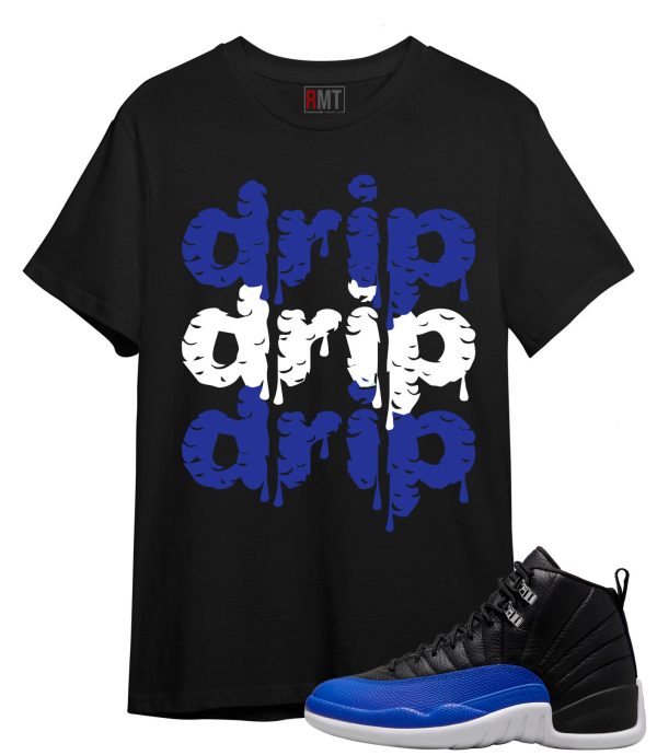 Drip T Shirt for Jordan 12 Hyper Royal Metallic Silver Game Racer Blue WMNS Jezsport.com