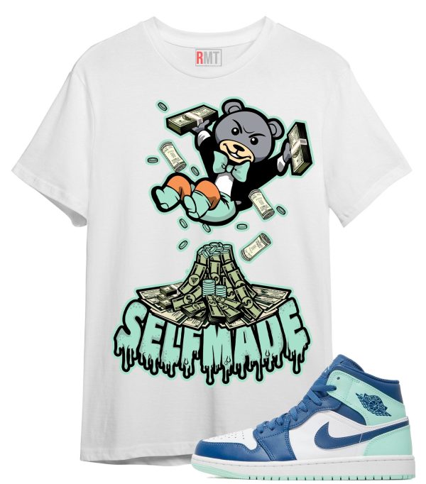 Jordan 1 Mid Mystic Navy Mint Foam Shirt | Self Made Tee Match Mint Foam Jezsport.com