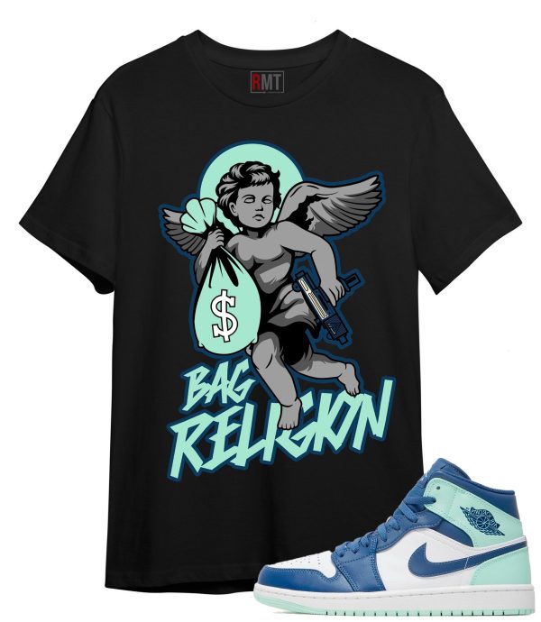 Jordan 1 Mid Mystic Navy Mint Foam Shirt | Bag Religion Match Mint Foam Jezsport.com