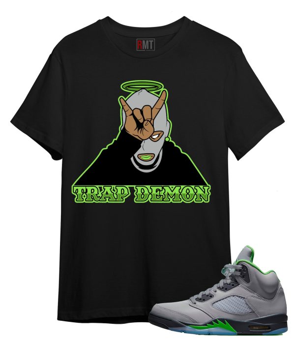 Air Jordan 5 Green Bean Shirt | Trap Demon Tee Matching Retro 5 Green Bean Jezsport.com