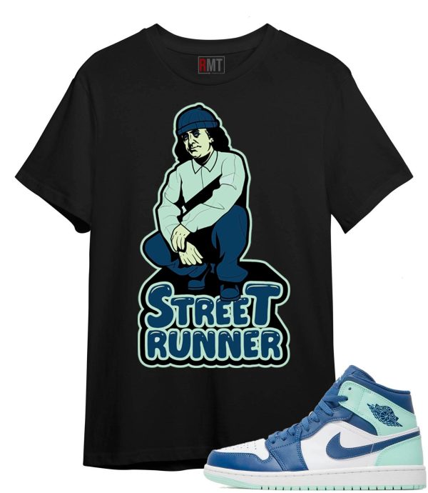 Jordan 1 Mid Mystic Navy Mint Foam Shirt | Street Runner Tee Match Mint Foam Jezsport.com