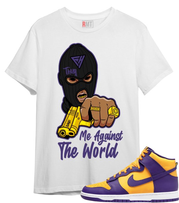 Me Against The World T Shirt for Dunk High Purple Yellow Court Gold Home Team Away 95 Lebron Jezsport.com