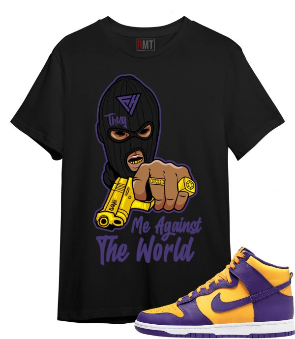 Me Against The World T Shirt for Dunk High Purple Yellow Court Gold Home Team Away 95 Lebron Jezsport.com