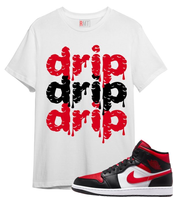 Shirt for Jordan 1 Mid Bred Toe White Black Red , Drip Tee to match Retro 1 Bred Toe Jezsport.com