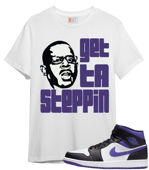 Jordan 1 Mid Court Purple Shirt Martin Tee Matching Retro 1 Court Purple White Black Jezsport.com