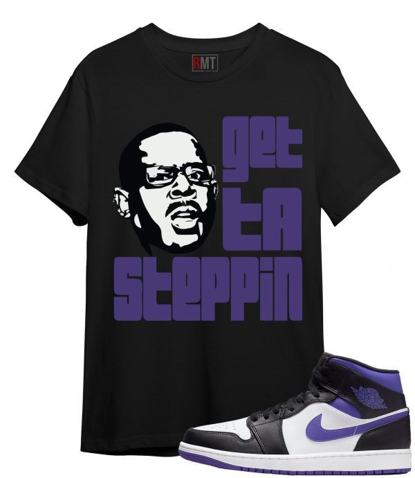 Jordan 1 Mid Court Purple Shirt Martin Tee Matching Retro 1 Court Purple White Black Jezsport.com