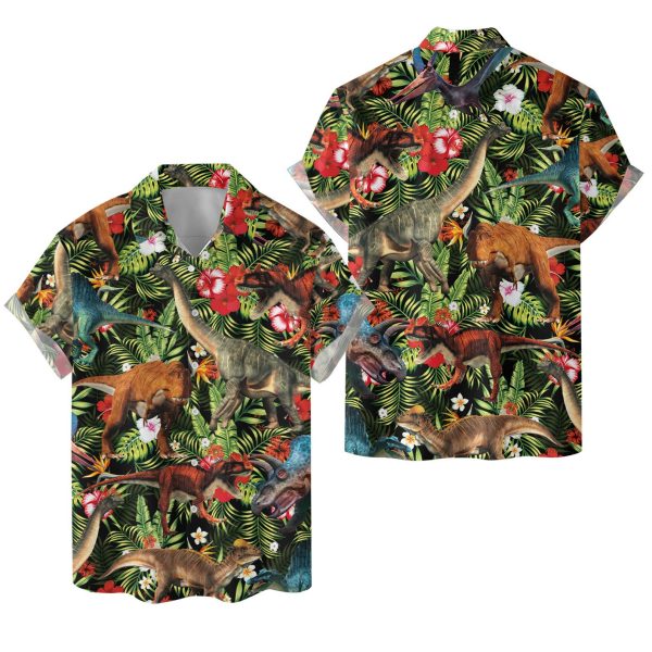 Tropical Dinosaur Hawaiian Shirt, Summer For Men and Women Jezsport.com