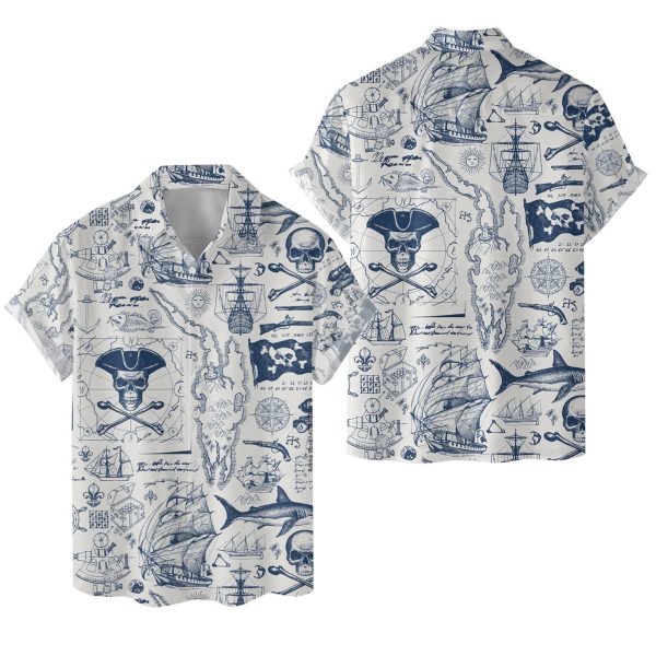 Pirate Skull Hawaiian Shirt, Summer Shirt For Men and Women Jezsport.com