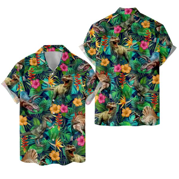 Tropical Dinosaur Hawaiian Shirt, Summer Shirt For Men and Women Jezsport.com