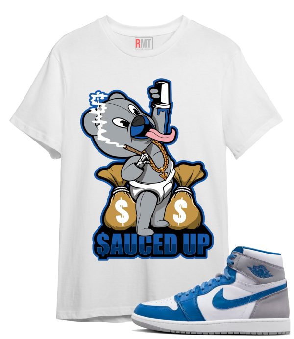 Jordan 1 High OG True Blue T-Shirt - Sauced Up Tee Matching True Blue 1s Jezsport.com