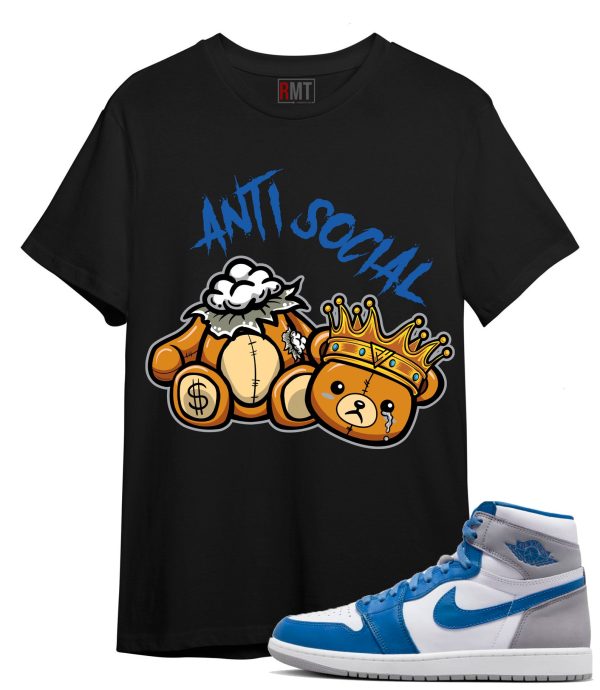 Jordan 1 High OG True Blue T-Shirt, Anti Social Tee Matching True Blue 1s Jezsport.com