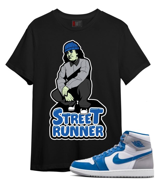 Jordan 1 High OG True Blue T-Shirt, Street Runner Tee Matching True Blue 1s Jezsport.com