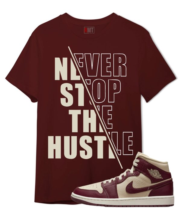 Jordan 1 Mid Split Beach Shirts - Hustle Tee for Cherrywood Jordan 1 Beach Sail Cream Split Color. Jezsport.com