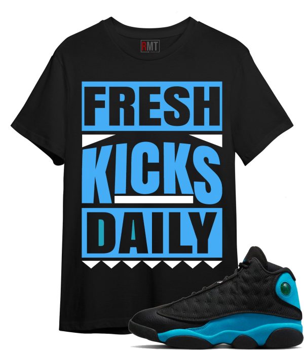 Jordan 13 Black University Blue Shirts, Fresh Kicks Shirt Matching Jordan 13 UNC Jezsport.com