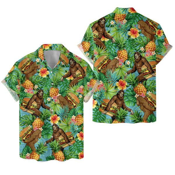 Bigfoot Hamburger Hawaiian Shirt, Summer For Men and Women Jezsport.com