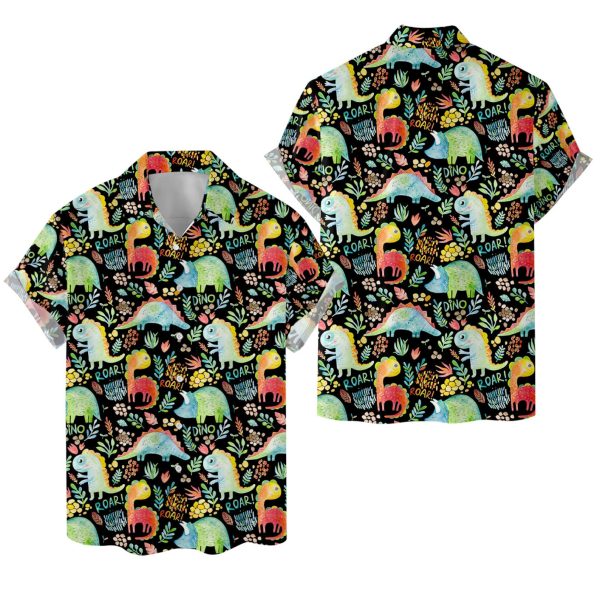 Cute Dinosaur Hawaiian Shirt, Summer Shirt For Men and Women Jezsport.com