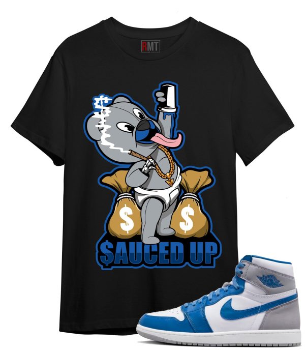 Jordan 1 High OG True Blue T-Shirt - Sauced Up Tee Matching True Blue 1s Jezsport.com