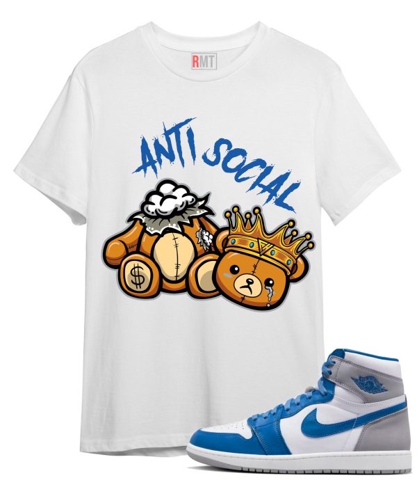 Jordan 1 High OG True Blue T-Shirt, Anti Social Tee Matching True Blue 1s Jezsport.com