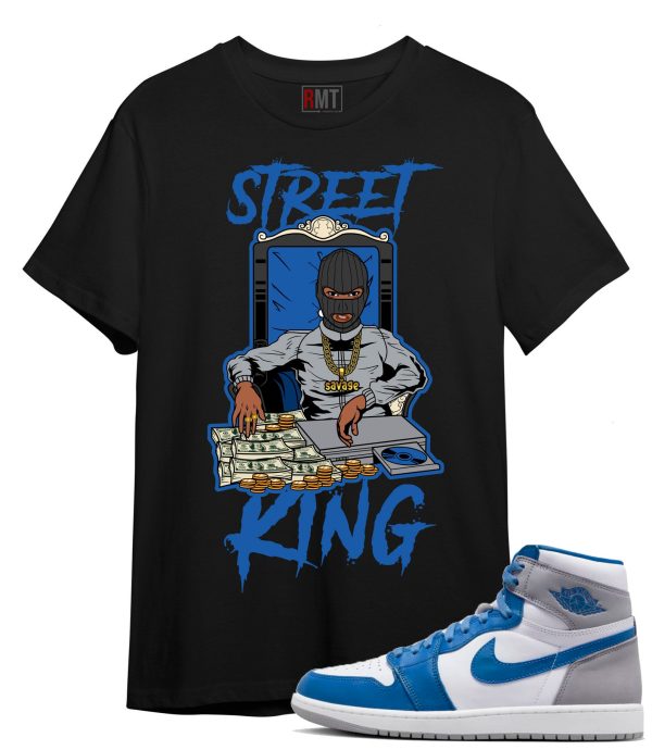 Jordan 1 High OG True Blue T-Shirt - Street King Tee Matching True Blue 1s Jezsport.com