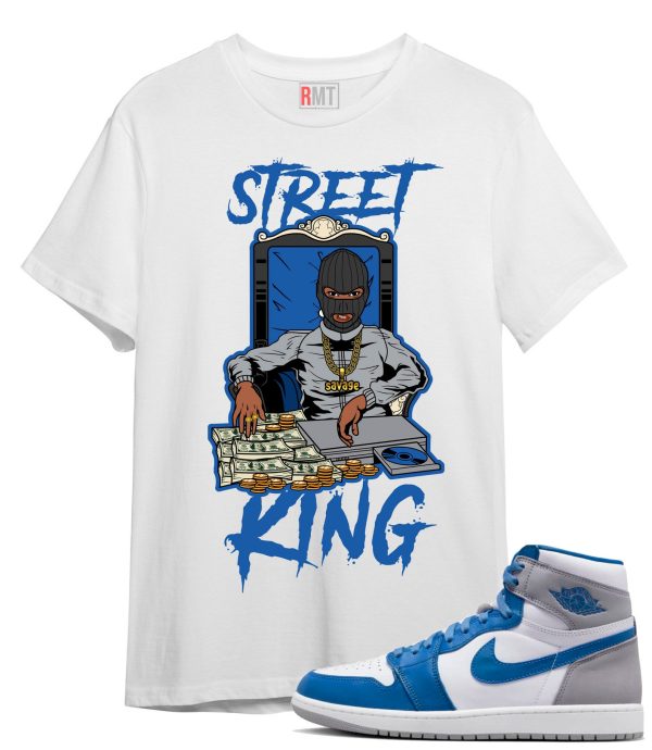 Jordan 1 High OG True Blue T-Shirt - Street King Tee Matching True Blue 1s Jezsport.com