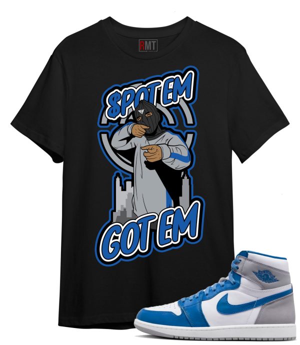 Jordan 1 High OG True Blue T-Shirt - Spot Em Got Em Tee Matching True Blue 1s Jezsport.com