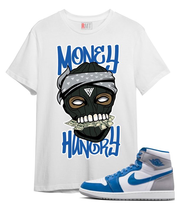 Jordan 1 High OG True Blue T-Shirt - Money Hungry Tee Matching True Blue 1s Jezsport.com