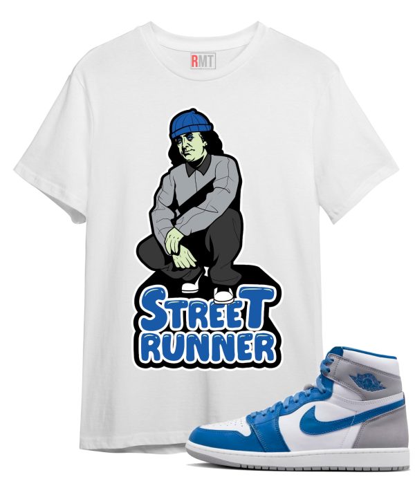 Jordan 1 High OG True Blue T-Shirt, Street Runner Tee Matching True Blue 1s Jezsport.com