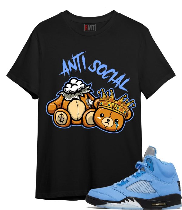 UNC 5s Matching Shirts - Anti Social Shirt for Jordan 5 University Blue "UNC" Jezsport.com