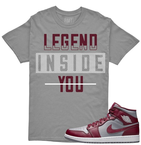 Jordan 1 Mid Cherrywood Matching Shirt "Legend" Jezsport.com