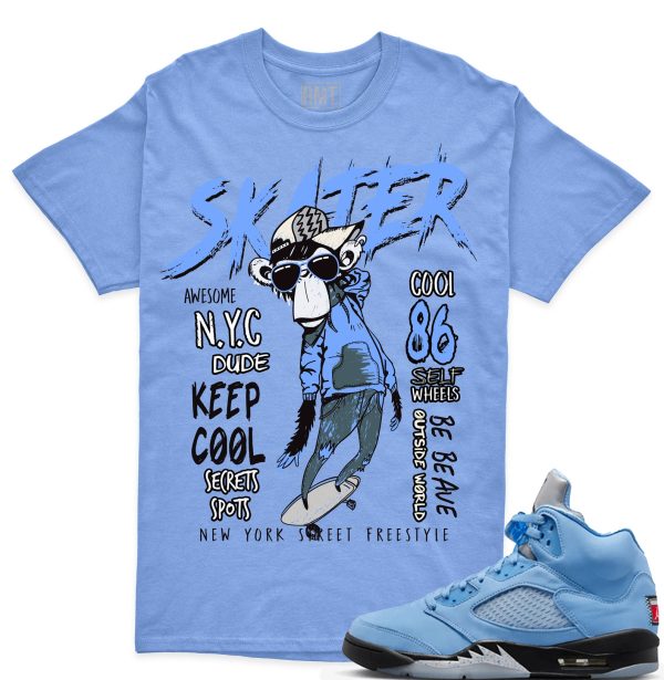 UNC 5s Matching Shirts, Skater Shirt Matching Jordan 5 university blue Jezsport.com