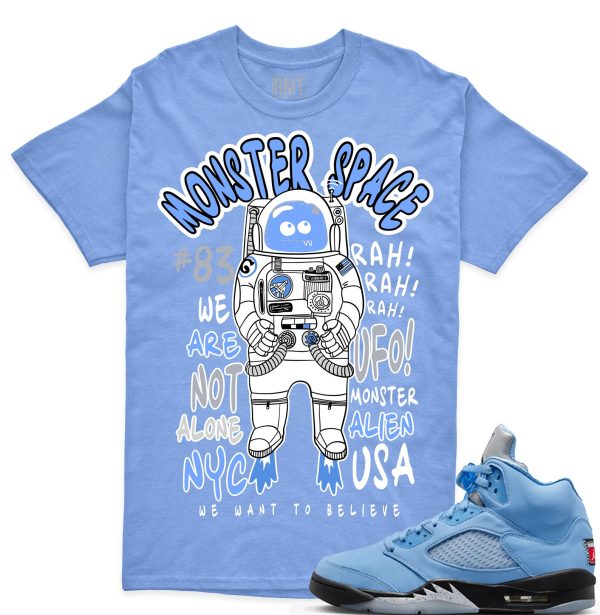 UNC 5s Matching Shirts, Monster Space Shirt Matching Jordan 5 university blue Jezsport.com