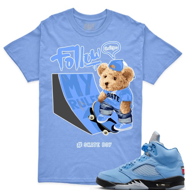 UNC 5s Matching Shirts, Skate Boy Shirt Matching Jordan 5 university blue Jezsport.com