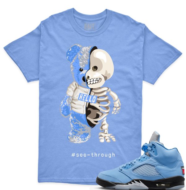 UNC 5s Matching Shirts, Bear skeleton Shirt Matching Jordan 5 university blue Jezsport.com