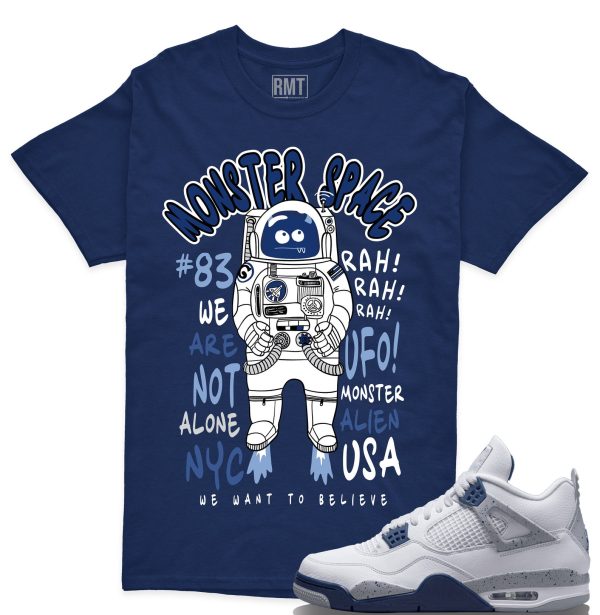 Midnight Navy 4s shirts, Monster Space Shirt Matching Jordan 4 Midnight Navy Jezsport.com