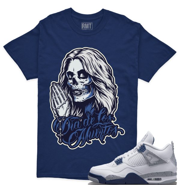 Midnight Navy 4s shirts, Day of the Dead Shirt Matching Jordan 4 Midnight Navy Jezsport.com