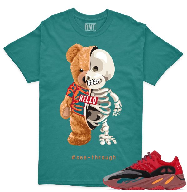 Yeezy 700 Hi-Res Red shirts, Bear skeleton Shirt Matching 700 Hi Res Red Jezsport.com