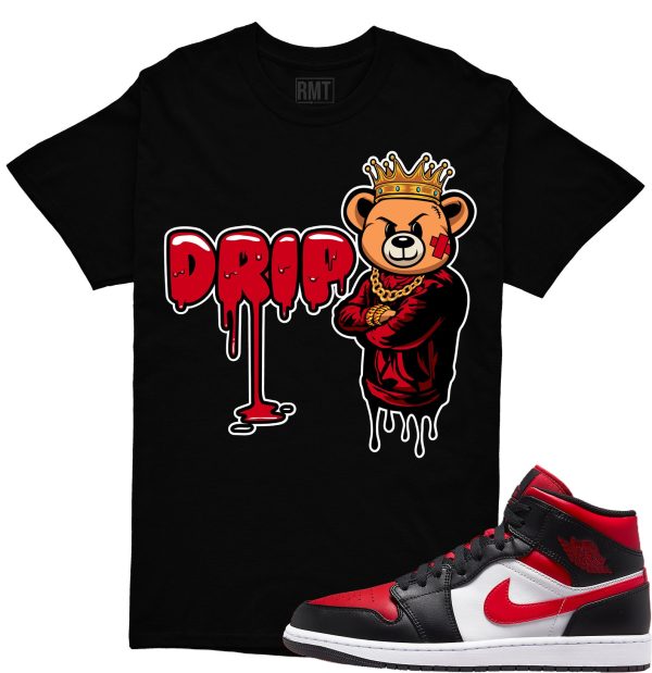 Shirt for Jordan 1 Mid Bred Toe White Black Red, Drip Shirt Matching Retro 1 Bred Toe Jezsport.com