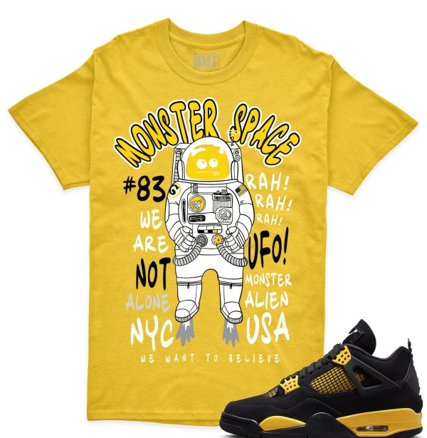 Thunder 4s Matching Shirt, Monster Space Shirt Matching Jordan 4 thunder yellow Jezsport.com