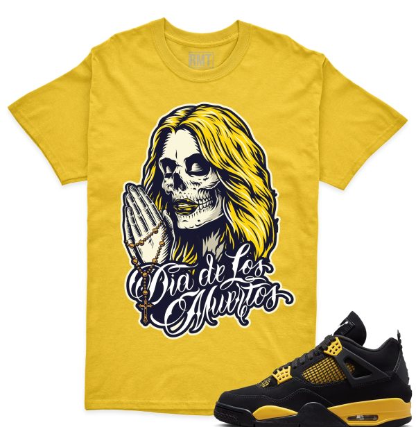 Thunder 4s Matching Shirt, Day of the Dead Shirt Matching Jordan 4 thunder yellow Jezsport.com